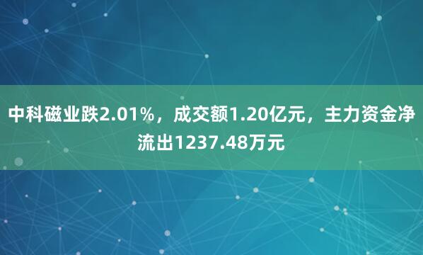 中科磁业跌2.01%，成交额1.20亿元，主力资金净流出1237.48万元