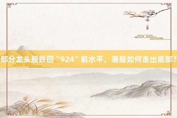 部分龙头股跌回“924”前水平，港股如何走出底部？