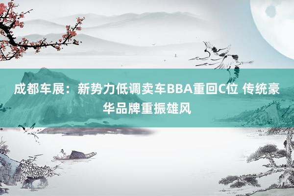 成都车展：新势力低调卖车BBA重回C位 传统豪华品牌重振雄风