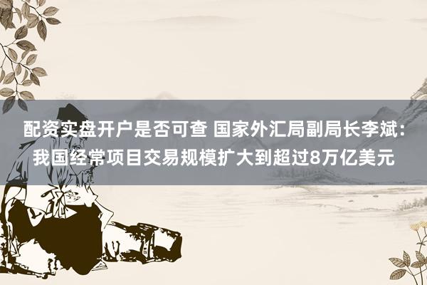配资实盘开户是否可查 国家外汇局副局长李斌：我国经常项目交易规模扩大到超过8万亿美元